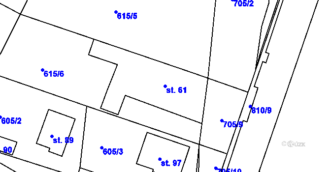 Parcela st. 61 v KÚ Velké Koloděje, Katastrální mapa