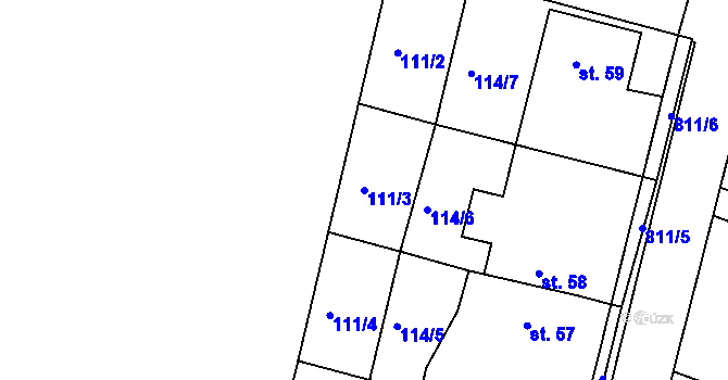 Parcela st. 111/3 v KÚ Velké Koloděje, Katastrální mapa