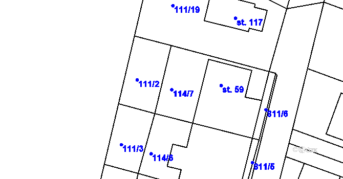 Parcela st. 114/7 v KÚ Velké Koloděje, Katastrální mapa