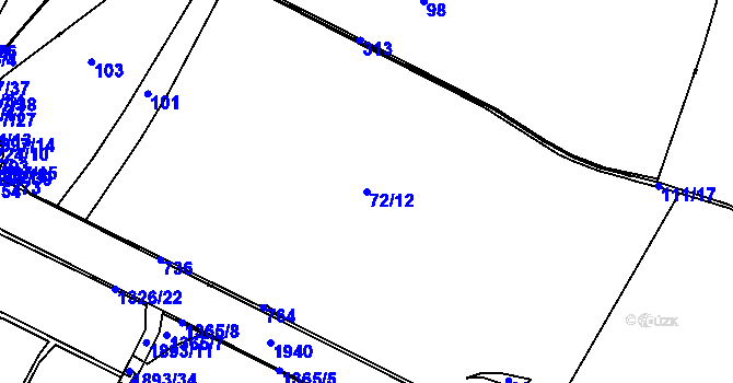 Parcela st. 72/12 v KÚ Velké Koloděje, Katastrální mapa