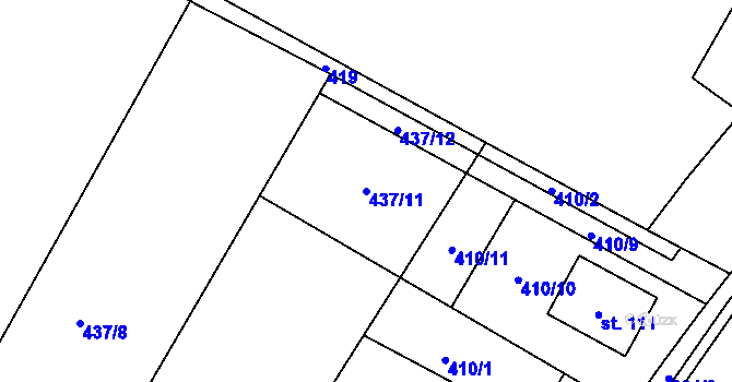Parcela st. 437/11 v KÚ Velké Koloděje, Katastrální mapa
