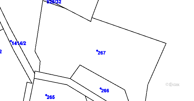 Parcela st. 267 v KÚ Velké Kunětice, Katastrální mapa