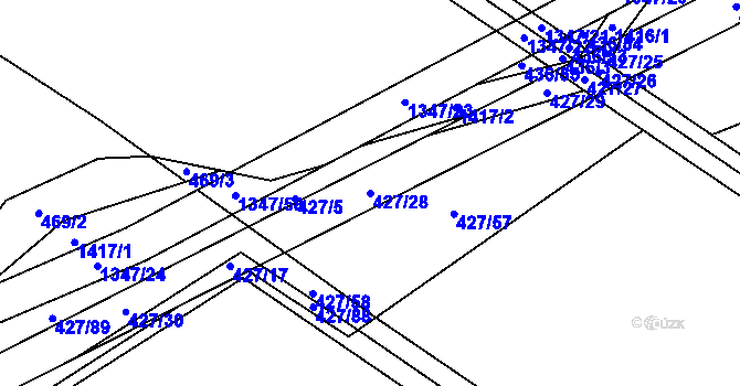 Parcela st. 427/28 v KÚ Velké Kunětice, Katastrální mapa