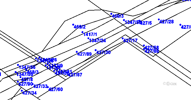 Parcela st. 427/30 v KÚ Velké Kunětice, Katastrální mapa