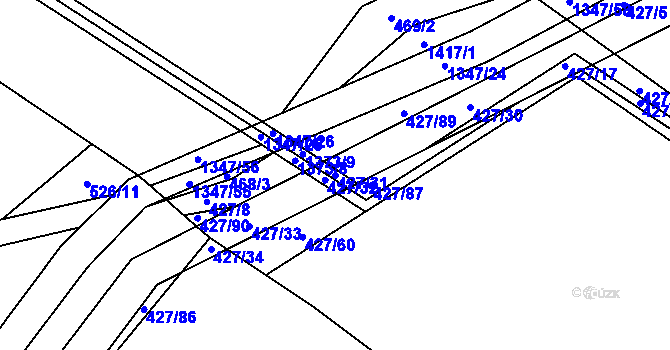 Parcela st. 427/31 v KÚ Velké Kunětice, Katastrální mapa