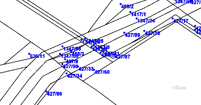 Parcela st. 427/32 v KÚ Velké Kunětice, Katastrální mapa