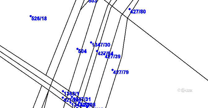 Parcela st. 427/39 v KÚ Velké Kunětice, Katastrální mapa
