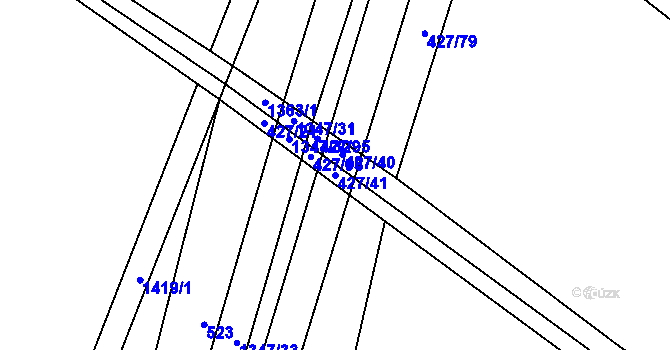 Parcela st. 427/41 v KÚ Velké Kunětice, Katastrální mapa