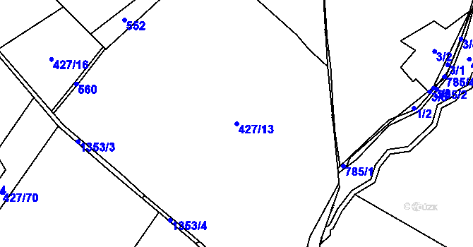 Parcela st. 427/13 v KÚ Velké Kunětice, Katastrální mapa
