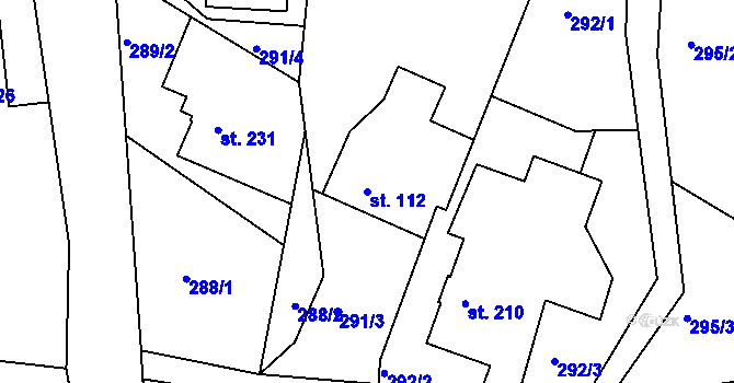 Parcela st. 112 v KÚ Velké Kunětice, Katastrální mapa