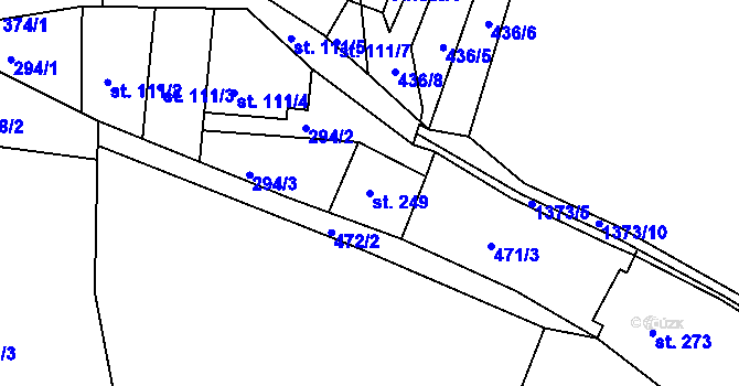 Parcela st. 249 v KÚ Velké Kunětice, Katastrální mapa