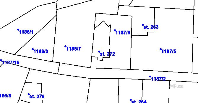 Parcela st. 272 v KÚ Velké Kunětice, Katastrální mapa