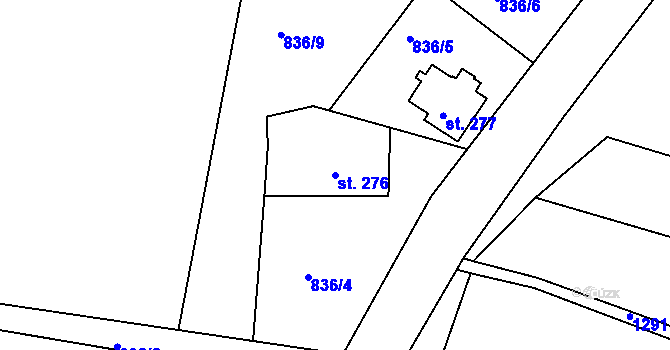 Parcela st. 276 v KÚ Velké Kunětice, Katastrální mapa