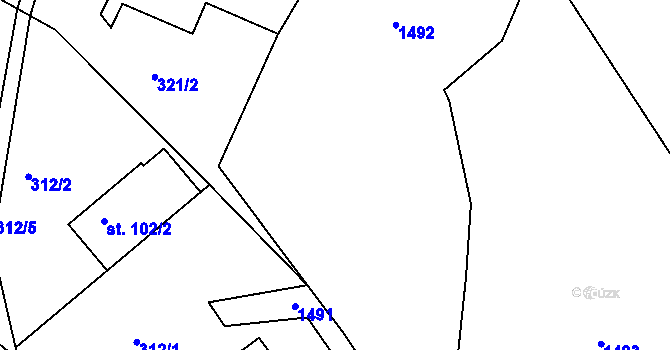 Parcela st. 432/1 v KÚ Velké Kunětice, Katastrální mapa