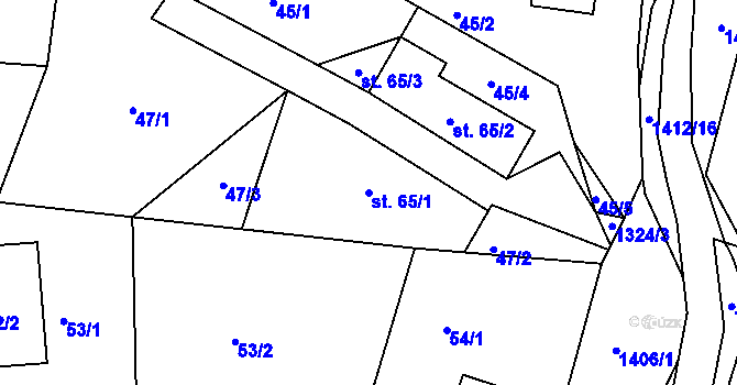 Parcela st. 65/1 v KÚ Velké Kunětice, Katastrální mapa
