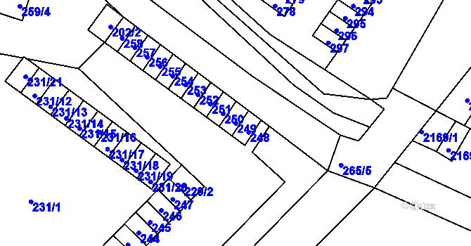 Parcela st. 249 v KÚ Velké Losiny, Katastrální mapa