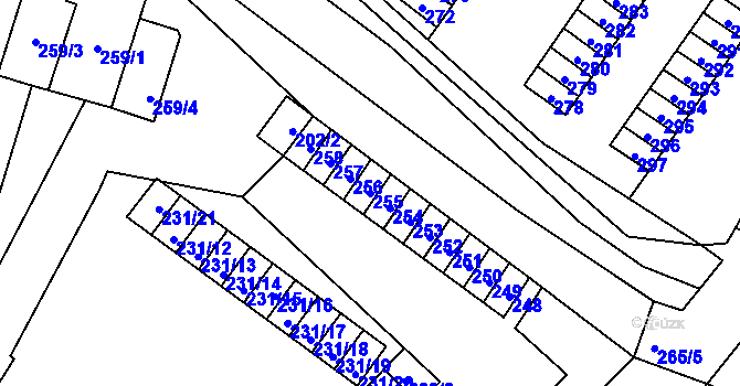 Parcela st. 255 v KÚ Velké Losiny, Katastrální mapa