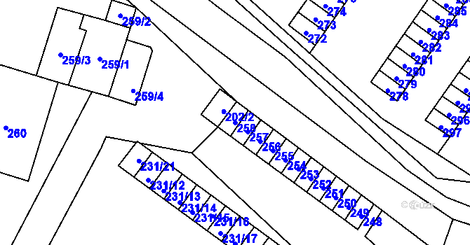 Parcela st. 258 v KÚ Velké Losiny, Katastrální mapa