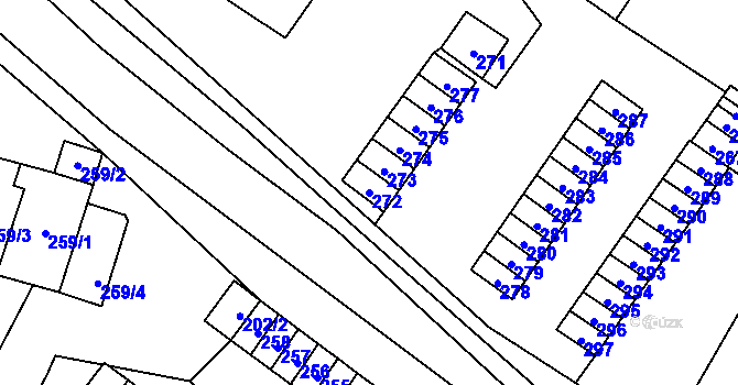 Parcela st. 272 v KÚ Velké Losiny, Katastrální mapa