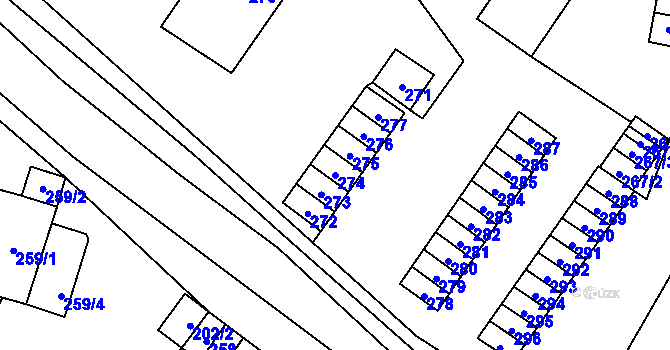 Parcela st. 274 v KÚ Velké Losiny, Katastrální mapa