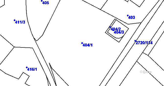 Parcela st. 404/1 v KÚ Velké Losiny, Katastrální mapa