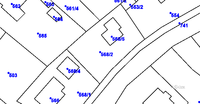 Parcela st. 568/2 v KÚ Velké Losiny, Katastrální mapa