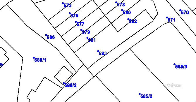 Parcela st. 583 v KÚ Velké Losiny, Katastrální mapa