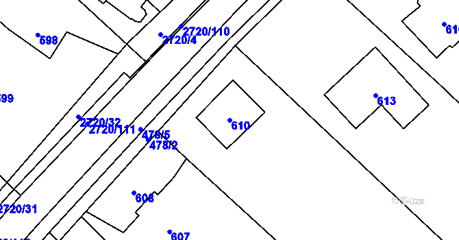 Parcela st. 610 v KÚ Velké Losiny, Katastrální mapa
