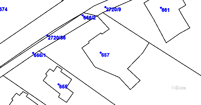 Parcela st. 657 v KÚ Velké Losiny, Katastrální mapa