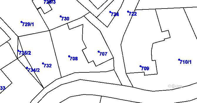 Parcela st. 707 v KÚ Velké Losiny, Katastrální mapa