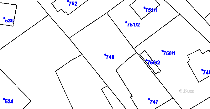 Parcela st. 748 v KÚ Velké Losiny, Katastrální mapa