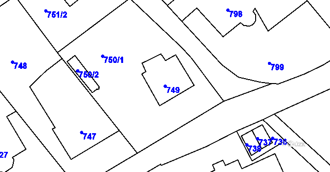 Parcela st. 749 v KÚ Velké Losiny, Katastrální mapa