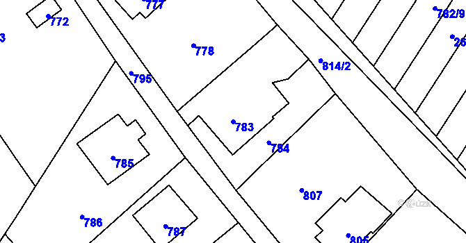 Parcela st. 783 v KÚ Velké Losiny, Katastrální mapa