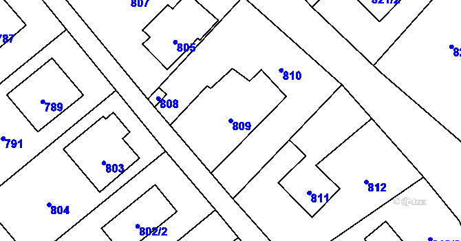 Parcela st. 809 v KÚ Velké Losiny, Katastrální mapa