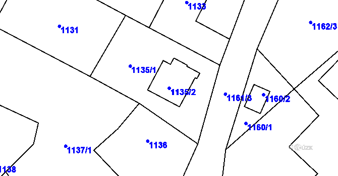 Parcela st. 1135/2 v KÚ Velké Losiny, Katastrální mapa