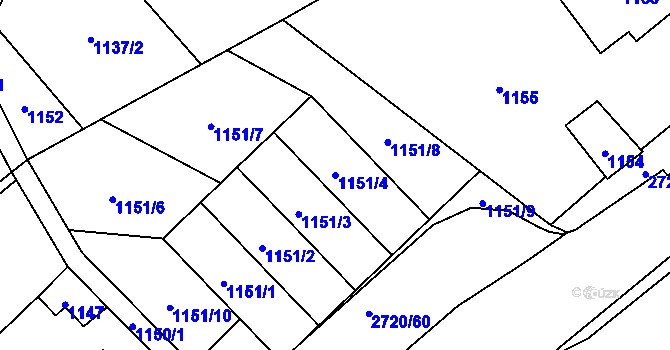 Parcela st. 1151/4 v KÚ Velké Losiny, Katastrální mapa