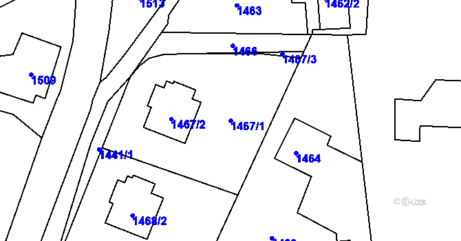 Parcela st. 1467/1 v KÚ Velké Losiny, Katastrální mapa