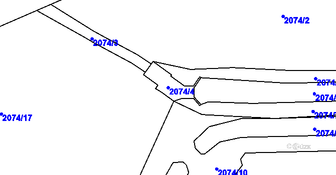 Parcela st. 2074/4 v KÚ Velké Losiny, Katastrální mapa