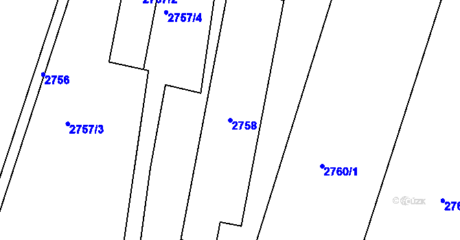 Parcela st. 2758 v KÚ Velké Losiny, Katastrální mapa