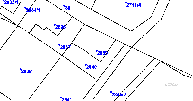 Parcela st. 2839 v KÚ Velké Losiny, Katastrální mapa