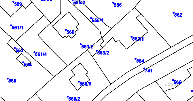 Parcela st. 553/2 v KÚ Velké Losiny, Katastrální mapa
