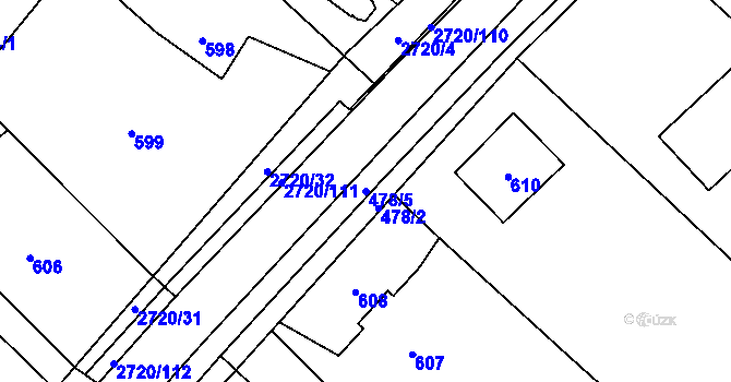 Parcela st. 478/5 v KÚ Velké Losiny, Katastrální mapa