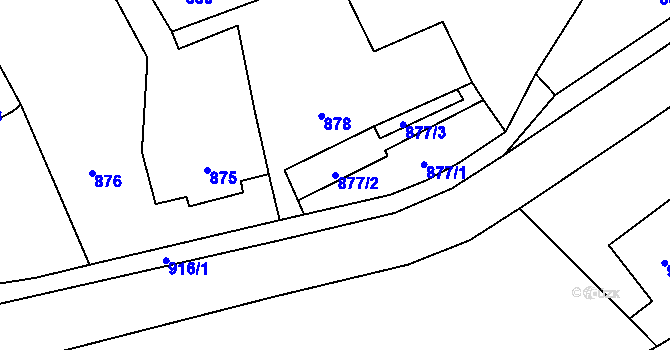 Parcela st. 877/2 v KÚ Velké Losiny, Katastrální mapa