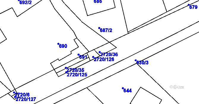 Parcela st. 2720/36 v KÚ Velké Losiny, Katastrální mapa