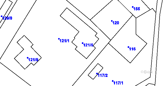 Parcela st. 121/5 v KÚ Velké Losiny, Katastrální mapa