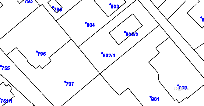 Parcela st. 802/1 v KÚ Velké Losiny, Katastrální mapa