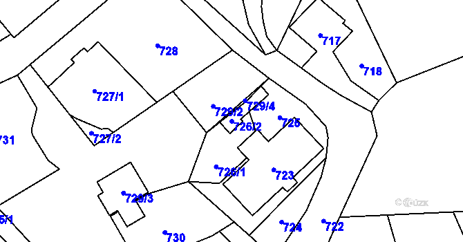 Parcela st. 726/2 v KÚ Velké Losiny, Katastrální mapa