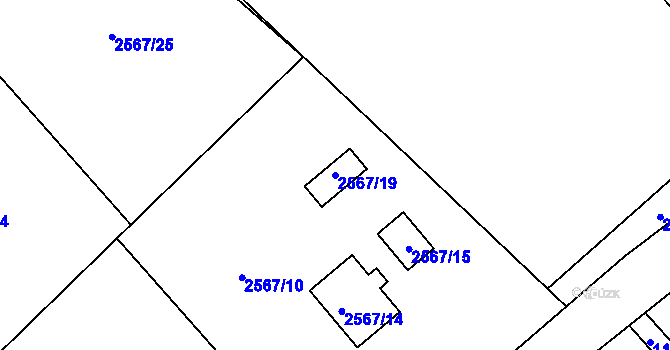 Parcela st. 2567/19 v KÚ Velké Losiny, Katastrální mapa