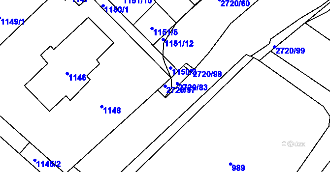 Parcela st. 2720/97 v KÚ Velké Losiny, Katastrální mapa