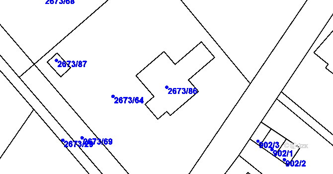 Parcela st. 2673/86 v KÚ Velké Losiny, Katastrální mapa
